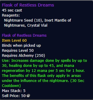 wow sod phase 3 Flask of Restless Dreams